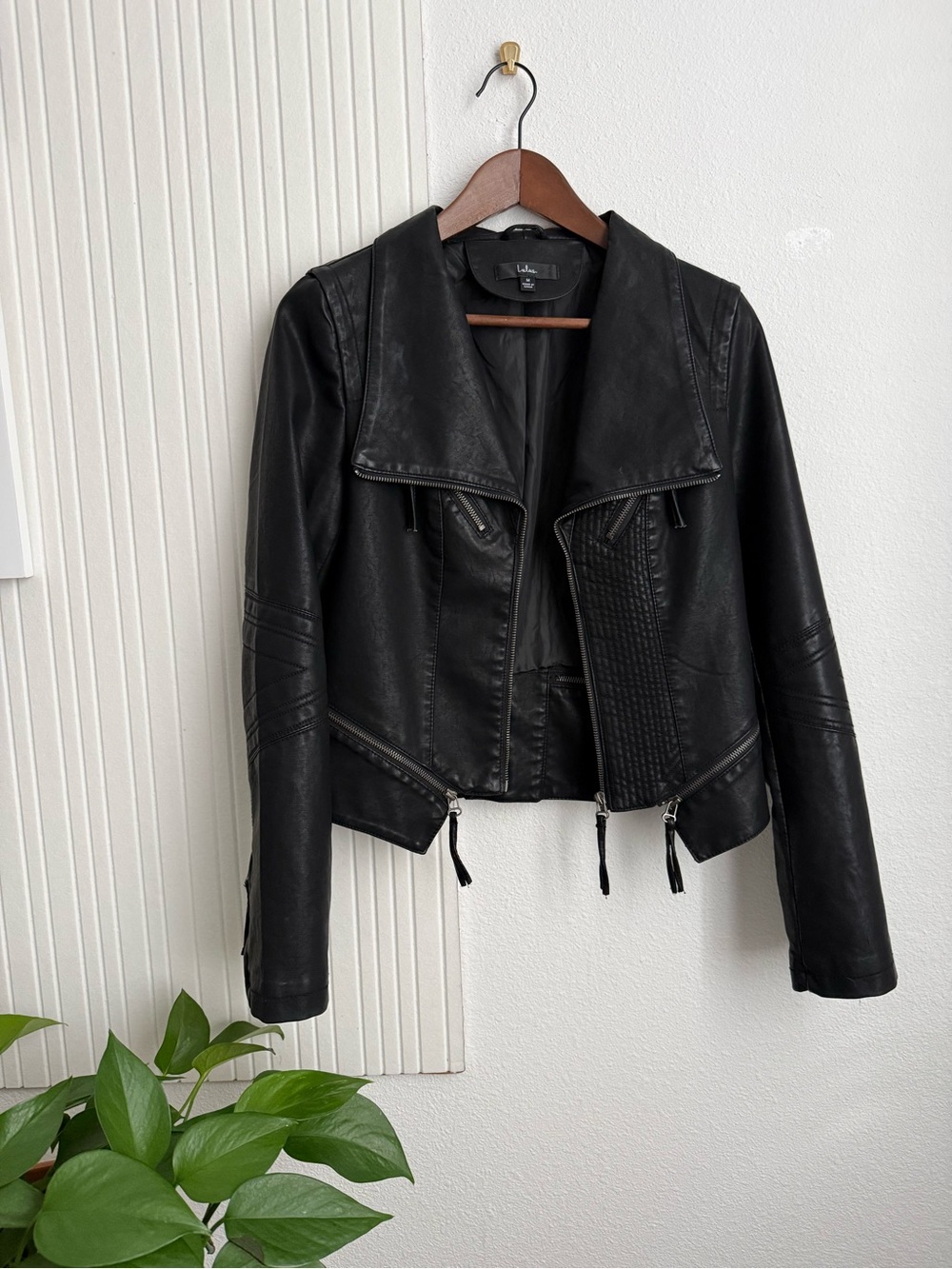Lulus Up On A Tuesday Black Vegan Leather Jacket M - Picture 2 of 6